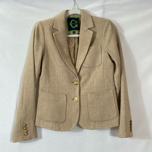 C. Wonder Jackets & Blazers - C. Wonder Wool Tweed Blazer Size 4 Tan With Hold Metallic Throughout EUC